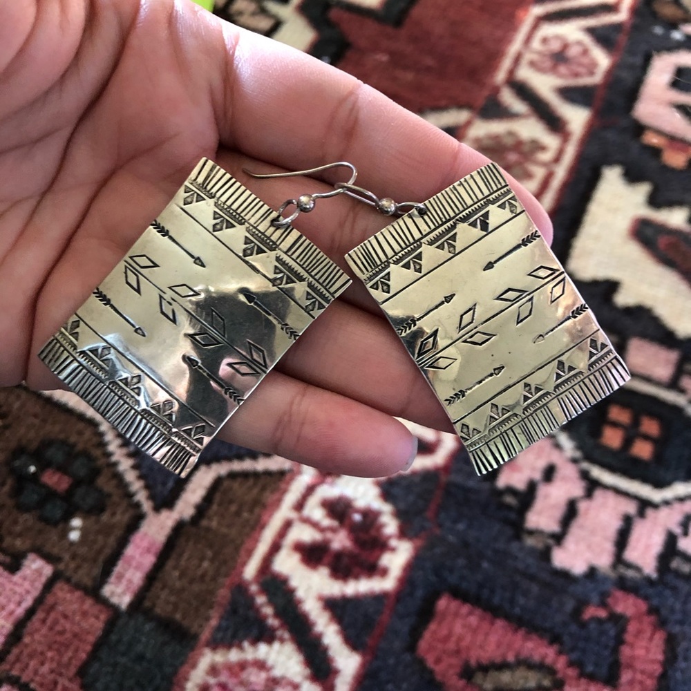 Joan slifka Navajo rug sterling earrings